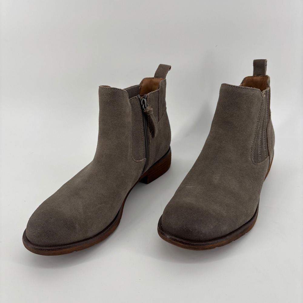 Sofft Womens Sharnell Ankle Boots 10M Taupe Suede Side Zip Block Heel Gorpcore
